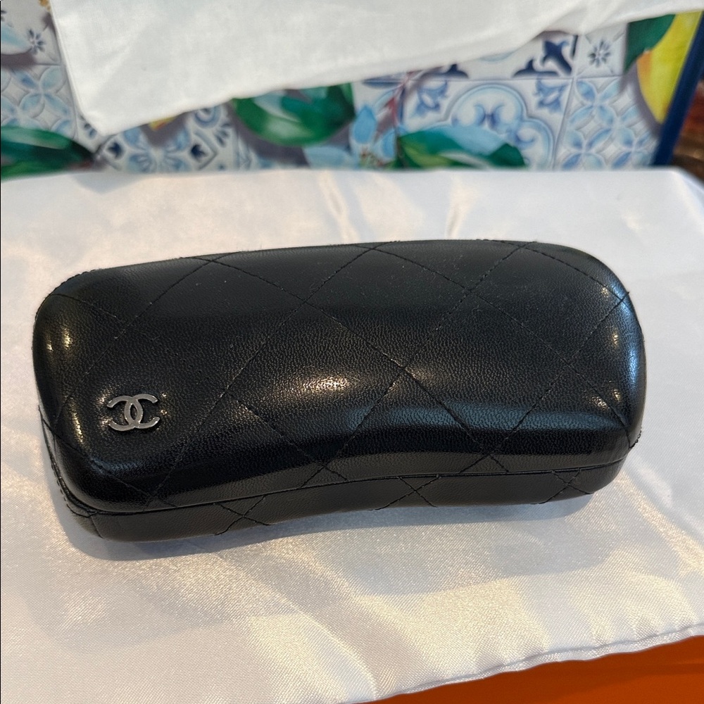CHANEL Black Quilted Eyewear Case